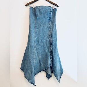 Miss Sixty Asymmetrical Flare Denim Tube Dress